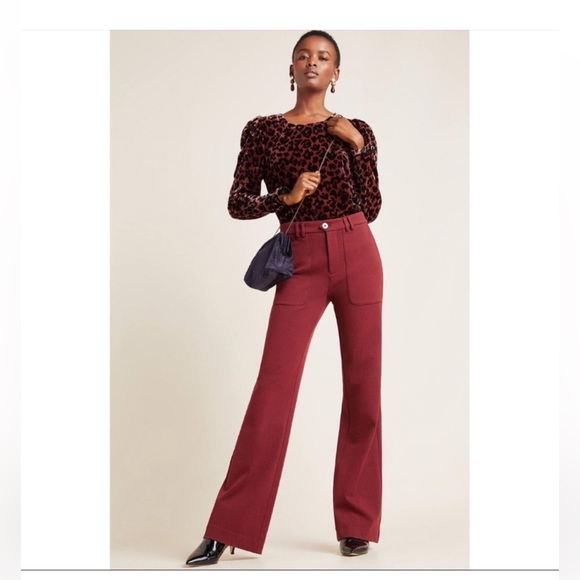 Anthropologie Dolan Charley Velvet Top Long Sleeve Animal Print Black Brown - Picture 2 of 9